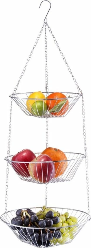 Promo ???? Zilveren Ronde Fruitschaal 3-laags Hangend 72 Cm - Zeller - Keukenaccessoires/benodigdheden - Fruitschalen/fruitmanden - Fruitschalen Van Metaal ???? 1 Promo ???? Zilveren Ronde Fruitschaal 3-laags Hangend 72 Cm - Zeller - Keukenaccessoires/benodigdheden - Fruitschalen/fruitmanden - Fruitschalen Van Metaal ????