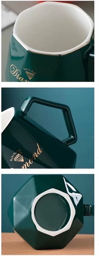 Nieuw ???? Merkloos Mok - Mok Set - Koffiemok - Koffiebeker - Beker - Mokken En Bekers - Beker Met Lepel En Deksel - 400 Ml - Keramiek - Diamant Vorm - Vrienden - Groen/Blauw ???? 4 Nieuw ???? Merkloos Mok - Mok Set - Koffiemok - Koffiebeker - Beker - Mokken En Bekers - Beker Met Lepel En Deksel - 400 Ml - Keramiek - Diamant Vorm - Vrienden - Groen/Blauw ???? - Afbeelding 4