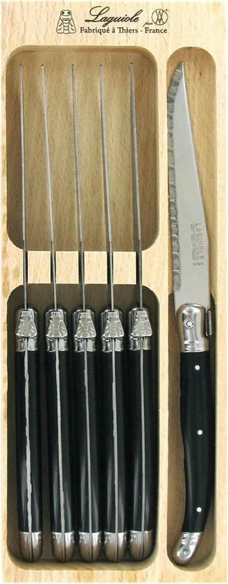 Aanbiedingen ???? Laguiole Laquiole Débutant Steakmessen - 6 Stuks - Zwart ???? 1 Aanbiedingen ???? Laguiole Laquiole Débutant Steakmessen - 6 Stuks - Zwart ????