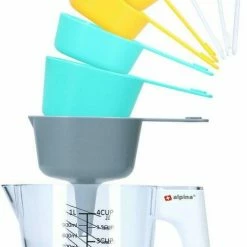 Beste Pirce ???? Alpina Maatbeker Set 9-delig Tot 1 Liter (Inclusief Trechter En Roerstaaf) - Measuring Cups & Spoons - Stapelbaar - Modern Design ????