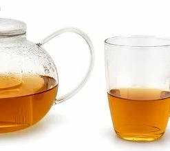 Gloednieuw ???? Bredemeijer - Theeset Glazen Theepot 1 Liter Met Filter + Twee Theeglazen ????