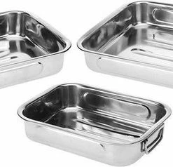 Goedkoop ???? Excellent Houseware Set Van 3x Stuks RVS Braadsledes/ovenschalen - Vlees Braden - Braadpan - Braadslede ⭐ -Tefal Shop 550x238