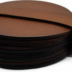 Korting ???? Brute Strength - Onderzetters Voor Glazen - Leer - Cognac - Rond - 10 Stuks ????