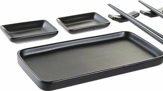 Gloednieuw ❤️ Items 7-delige Sushi Serveer Set Aardewerk Voor 2 Personen Zwart - Sushi Servies ???? 2 Gloednieuw ❤️ Items 7-delige Sushi Serveer Set Aardewerk Voor 2 Personen Zwart - Sushi Servies ???? - Afbeelding 2