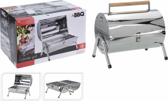 Beste Pirce ❤️ BBQ Collection Houtskoolbarbecue - Cilinder - Chroom ???? 2 Beste Pirce ❤️ BBQ Collection Houtskoolbarbecue - Cilinder - Chroom ???? - Afbeelding 2