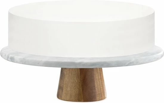 Gloednieuw ❤️ Navaris Draaibaar Taartplateau Van Marmer - 30 Cm Doorsnee - Voor Het Presenteren En Aansnijden Van Taarten - Met Houten Voet ???? 3 Gloednieuw ❤️ Navaris Draaibaar Taartplateau Van Marmer - 30 Cm Doorsnee - Voor Het Presenteren En Aansnijden Van Taarten - Met Houten Voet ???? - Afbeelding 3