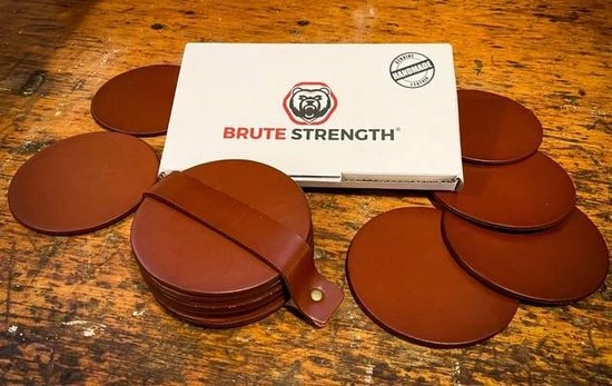 Korting ???? Brute Strength - Onderzetters Voor Glazen - Leer - Cognac - Rond - 10 Stuks ???? 6 Korting ???? Brute Strength - Onderzetters Voor Glazen - Leer - Cognac - Rond - 10 Stuks ???? - Afbeelding 6