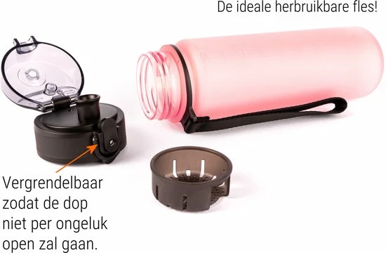 Goedkoopste ⭐ Drinkfles 500ml ROZE - Sport Bidon Drinkbus Water - Tritan Hoge Kwaliteit King Mungo ✨ 2 Goedkoopste ⭐ Drinkfles 500ml ROZE - Sport Bidon Drinkbus Water - Tritan Hoge Kwaliteit King Mungo ✨ - Afbeelding 2