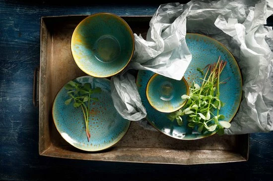 Goedkoop ???? Palmer Bord Lotus 27.5 Cm Turquoise Zwart Stoneware 4 Stuk(s) ???? 3 Goedkoop ???? Palmer Bord Lotus 27.5 Cm Turquoise Zwart Stoneware 4 Stuk(s) ???? - Afbeelding 3