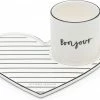 Hete verkoop ???? Riviera Maison Mok Met Tekst - Bonjour Lovely Cup & Saucer - Wit - 1 Stuks ⌛