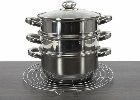 Gloednieuw ???? Merkloos Stoompan (3-delig) - Inductie - Gas - Elecktrisch - RVS - 20cmØ - Rijst- En Groentenstomer ✨ 4 Gloednieuw ???? Merkloos Stoompan (3-delig) - Inductie - Gas - Elecktrisch - RVS - 20cmØ - Rijst- En Groentenstomer ✨ - Afbeelding 4