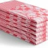 Uitgang ???? Seashell Oerhollands Luxe Theedoeken - 6 Stuks - Patroon Blok Tulp - Rood - 65x65cm ????
