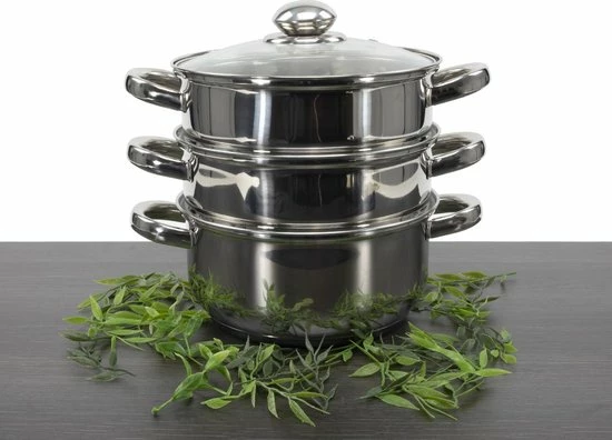 Gloednieuw ???? Merkloos Stoompan (3-delig) - Inductie - Gas - Elecktrisch - RVS - 20cmØ - Rijst- En Groentenstomer ✨ 3 Gloednieuw ???? Merkloos Stoompan (3-delig) - Inductie - Gas - Elecktrisch - RVS - 20cmØ - Rijst- En Groentenstomer ✨ - Afbeelding 3