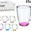 Gloednieuw ???? Vivalto - Set Van 6 Koffie/theeglazen Met Gekleurde Bodem En Rand - 32 Cl - Met Oor ????