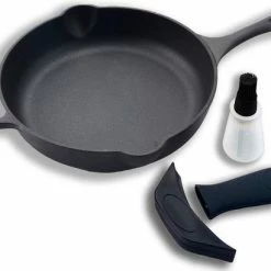 Kopen ⌛ Kicinn Koekenpan - Gietijzer - Koekenpan Inductie - Skillet Koekenpan - Geëmailleerd - Incl. Accessoires - Ø 27 ????