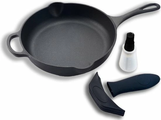 Kopen ⌛ Kicinn Koekenpan - Gietijzer - Koekenpan Inductie - Skillet Koekenpan - Geëmailleerd - Incl. Accessoires - Ø 27 ???? 1 Kopen ⌛ Kicinn Koekenpan - Gietijzer - Koekenpan Inductie - Skillet Koekenpan - Geëmailleerd - Incl. Accessoires - Ø 27 ????