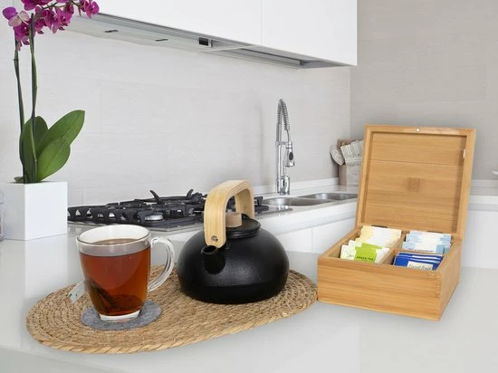 Groothandel ⌛ Easyline Organic - Theekist - 4 Vaks - Bamboe - Theedoos - Thee ???? 5 Groothandel ⌛ Easyline Organic - Theekist - 4 Vaks - Bamboe - Theedoos - Thee ???? - Afbeelding 5