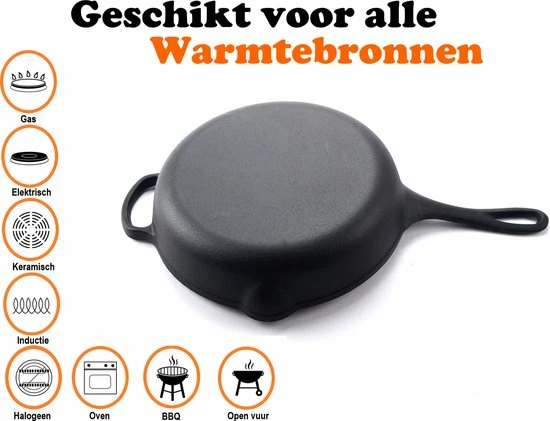 Kopen ⌛ Kicinn Koekenpan - Gietijzer - Koekenpan Inductie - Skillet Koekenpan - Geëmailleerd - Incl. Accessoires - Ø 27 ???? 5 Kopen ⌛ Kicinn Koekenpan - Gietijzer - Koekenpan Inductie - Skillet Koekenpan - Geëmailleerd - Incl. Accessoires - Ø 27 ???? - Afbeelding 5