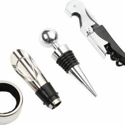 Top 10 ???? Merkloos Wijnopener Accesoires Set - Kurkentrekker - Druppelvanger - Stopper - Wijnschenker -Luxe Doos Zwart ????