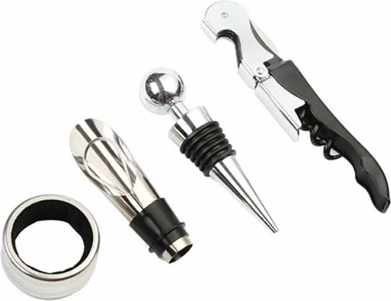 Top 10 ???? Merkloos Wijnopener Accesoires Set - Kurkentrekker - Druppelvanger - Stopper - Wijnschenker -Luxe Doos Zwart ???? 1 Top 10 ???? Merkloos Wijnopener Accesoires Set - Kurkentrekker - Druppelvanger - Stopper - Wijnschenker -Luxe Doos Zwart ????