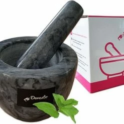 Goedkoop ⌛ Devesto Vijzel Met Stamper - Ø 10,5 Cm - Marmer - Zwart - Mortier ⭐