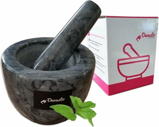 Goedkoop ⌛ Devesto Vijzel Met Stamper - Ø 10,5 Cm - Marmer - Zwart - Mortier ⭐ 1 Goedkoop ⌛ Devesto Vijzel Met Stamper - Ø 10,5 Cm - Marmer - Zwart - Mortier ⭐