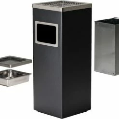 Promo ???? Merkloos Decopatent® Staande Asbak Met RVS Afvalbak - Asbak Voor Buiten - Vloerasbak - Buitenasbak Groot - Rookpaal - Asbakken - 30x24x62 ✔️ -Tefal Shop 550x437 3