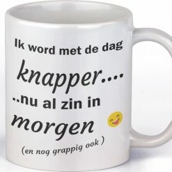 Beste deal ???? Kimano Mok Bedrukt Met Grappige Tekst | Ik Word Met De Dag Knapper..nu Al Zin In Morgen | Cadeaumok Voor Collega | Vriend | Man | Vrouw | Beste Vriendin | Leuk Cadeautje Met Humor Kopen ????