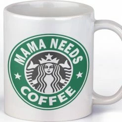 Groothandel ⌛ Kimano Mok MAMA NEEDS COFFEE | Starbucks Groen | Cadeau Voor Haar Bedrukte Cadeaumok | Moederdag | Verjaardag | Vrouw ????
