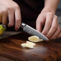 Korting ✔️ PAUDIN N8 Professioneel RVS Japans Groentemes 9 Cm - Vlijmscherp Schilmes Gemaakt Van Hoogwaardig Roestvast Duits Carbonstaal - Damascus Patroon - Klein Officemes - Nu Extra Scherp Geprijst - Black Friday - Sint En Kerst ???? -Tefal Shop 550x472 3