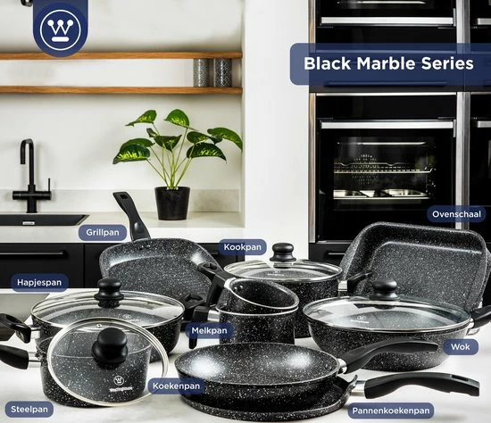 Korting ???? Westinghouse Koekenpan Inductie - Ø 28 Cm - Zwart Marmer ⭐ 5 Korting ???? Westinghouse Koekenpan Inductie - Ø 28 Cm - Zwart Marmer ⭐ - Afbeelding 5