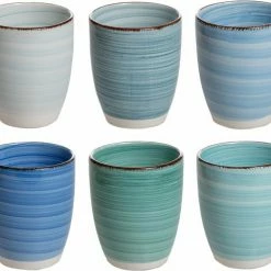 Gloednieuw ???? Studio Tavola Koffiemok - Blue - 6 Stuks - Aardewerk - 340 ML - Zonder Oor ????