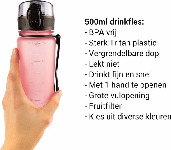 Goedkoopste ⭐ Drinkfles 500ml ROZE - Sport Bidon Drinkbus Water - Tritan Hoge Kwaliteit King Mungo ✨ 3 Goedkoopste ⭐ Drinkfles 500ml ROZE - Sport Bidon Drinkbus Water - Tritan Hoge Kwaliteit King Mungo ✨ - Afbeelding 3