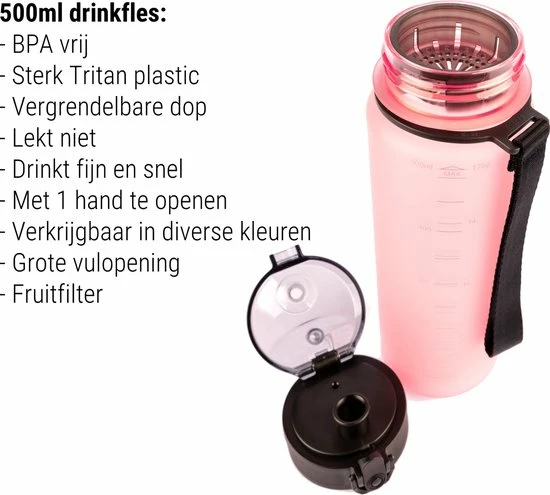 Goedkoopste ⭐ Drinkfles 500ml ROZE - Sport Bidon Drinkbus Water - Tritan Hoge Kwaliteit King Mungo ✨ 8 Goedkoopste ⭐ Drinkfles 500ml ROZE - Sport Bidon Drinkbus Water - Tritan Hoge Kwaliteit King Mungo ✨ - Afbeelding 8