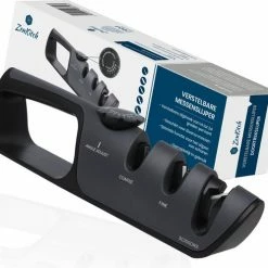 Beste Verkoop ⌛ ZenKitch Messenslijper - Aanzetstaal - Verstelbare Slijphoek & 2 Standen - Incl. Scharenslijper - Doortrekslijper - Carbon Steel ????