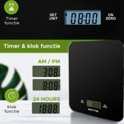 Groothandel ???? Witts Digitale Precisie Keuken Weegschaal – 1gr Tot 15 Kg – Tarra Functie – Elektrisch – Zwart ???? -Tefal Shop 550x500