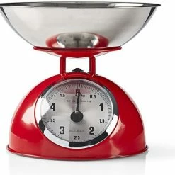 Gloednieuw ???? Nedis Keukenweegschaal | Analoog | Roestvrij Staal | Verwijderbare Kom | Rood ????