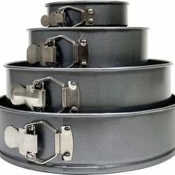 Hete verkoop ❤️ Krumble Springvorm Set - 4 Delig - Ø 26/24/18/12 Cm - Set Van Vier Spring Bakvormen - Taartvorm - Bakvorm - Anti-aanbak - Bakblik - Grijs ????