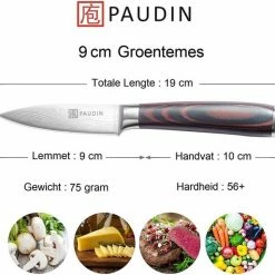 Korting ✔️ PAUDIN N8 Professioneel RVS Japans Groentemes 9 Cm - Vlijmscherp Schilmes Gemaakt Van Hoogwaardig Roestvast Duits Carbonstaal - Damascus Patroon - Klein Officemes - Nu Extra Scherp Geprijst - Black Friday - Sint En Kerst ???? -Tefal Shop 550x513 2