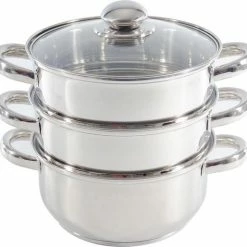 Gloednieuw ???? Merkloos Stoompan (3-delig) - Inductie - Gas - Elecktrisch - RVS - 20cmØ - Rijst- En Groentenstomer ✨