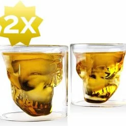 Beste recensies van ❤️ HomeShopXL Skull Glazen - Design Schedel Whiskey Glas - Set Van 2 Whiskeyglazen - 100ML Per Stuk - Borrel Party Feest Glazen ????