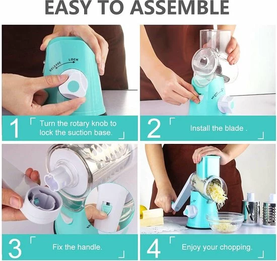 Begroting ???? Borvat® | Premium Spiraalrasp - 3-in-1 Roterende Groentesnijder – Roterende Kaasrasp ❤️ 7 Begroting ???? Borvat® | Premium Spiraalrasp - 3-in-1 Roterende Groentesnijder – Roterende Kaasrasp ❤️ - Afbeelding 7