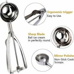 Beste Pirce ???? HomeDays IJsscoop - Ijsschep - Ijsjes Scheppen - Ijsboltang - Bolletjeslepel / Portioneerlepel - Scoop - RVS - 3 Stuks ???? -Tefal Shop 550x521 2