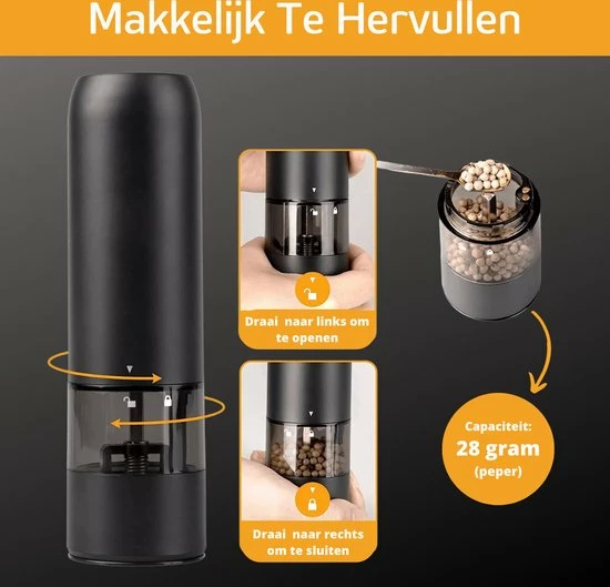 Korting ???? Merkloos Gov Products Elektrische Peper- En Zoutmolen Set Hout Met Lampje - Pepermolen - Kruidenmolen ???? 4 Korting ???? Merkloos Gov Products Elektrische Peper- En Zoutmolen Set Hout Met Lampje - Pepermolen - Kruidenmolen ???? - Afbeelding 4