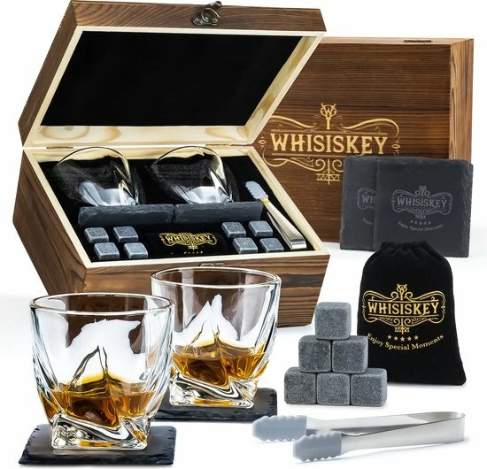 Beste deal ???? Whisiskey Luxe Whiskey Set - Incl. 2 Whiskey Glazen, 8 Whiskey Stones, 2 Onderzetters, Fluwelen Opbergzak, Opbergbox - Whisky Geschenkdoos - Glas - Herbruikbare IJsblokjes - Cadeau Voor Man & Vrouw ???? 1 Beste deal ???? Whisiskey Luxe Whiskey Set - Incl. 2 Whiskey Glazen, 8 Whiskey Stones, 2 Onderzetters, Fluwelen Opbergzak, Opbergbox - Whisky Geschenkdoos - Glas - Herbruikbare IJsblokjes - Cadeau Voor Man & Vrouw ????
