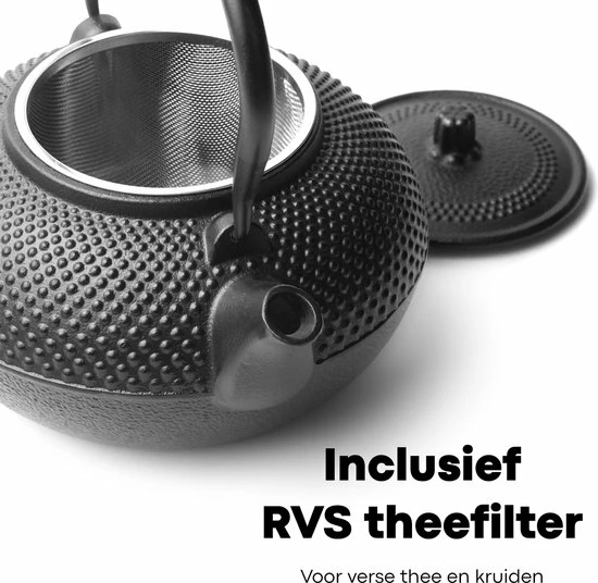 Hete verkoop ✔️ Vatten® - Theepot Gietijzer - Incl. RVS Theefilter - 1.5L - Zwart ???? 2 Hete verkoop ✔️ Vatten® - Theepot Gietijzer - Incl. RVS Theefilter - 1.5L - Zwart ???? - Afbeelding 2