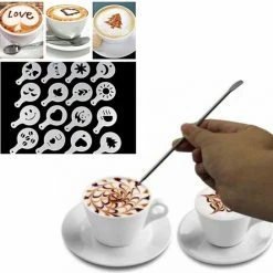 Top 10 ???? Trading Barista Cappucino Latte Art Pen Set - Koffie Sjablonen Met 16 Cacaostrooier Sjablonen Pencil - Accesoires ????