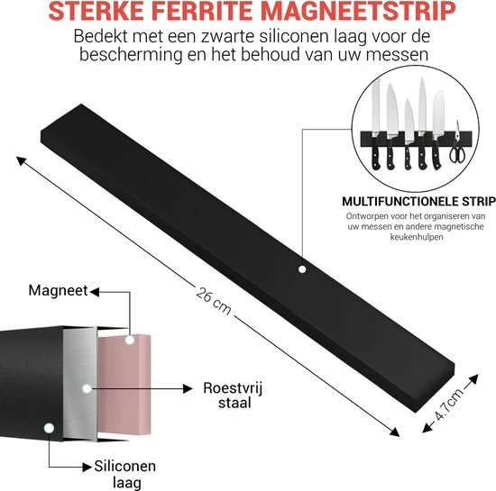 Coupon ???? Alheco Messenmagneet - Met Siliconen Beschermlaag Voor Messen - Inclusief Schroeven En Pluggen - Magneetstrip - RVS - Zilver - 26cm ✔️ 3 Coupon ???? Alheco Messenmagneet - Met Siliconen Beschermlaag Voor Messen - Inclusief Schroeven En Pluggen - Magneetstrip - RVS - Zilver - 26cm ✔️ - Afbeelding 3