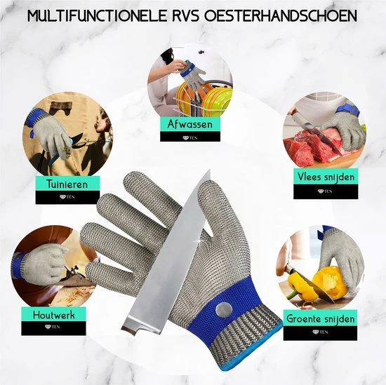 Aanbiedingen ???? TEN® - RVS Oesterhandschoen Maat XL Met Binnenhandschoen + Recepten EBook & Giftcard - Slagershandschoen - Snijbestendige Vlees Handschoenen - Oester Vis Seafood - Giftset/Cadeauverpakking ???? 3 Aanbiedingen ???? TEN® - RVS Oesterhandschoen Maat XL Met Binnenhandschoen + Recepten EBook & Giftcard - Slagershandschoen - Snijbestendige Vlees Handschoenen - Oester Vis Seafood - Giftset/Cadeauverpakking ???? - Afbeelding 3