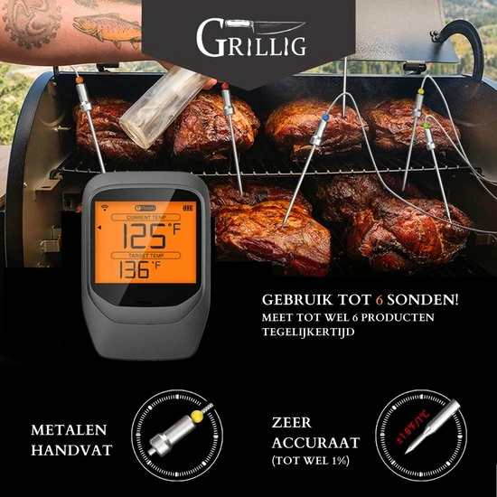 Top 10 ???? Grillig - Pro Smart Vleesthermometer - Draadloze BBQ Thermometer Met 6 Sondes - Geschikt Voor BBQ - Oven - Grill - Formuis - Inclusief Batterij En App ⌛ 4 Top 10 ???? Grillig - Pro Smart Vleesthermometer - Draadloze BBQ Thermometer Met 6 Sondes - Geschikt Voor BBQ - Oven - Grill - Formuis - Inclusief Batterij En App ⌛ - Afbeelding 4